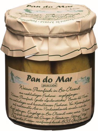 Hvid tun i økologisk olivenolie i glas 220g